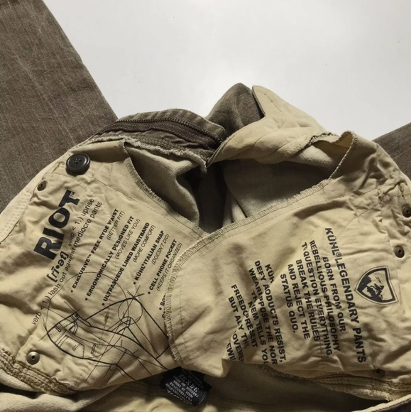 Mens Outdoor Kuhl Riot Vintage Patina Dye Pants Straight Leg Brown Size 36x32 - Picture 7 of 8